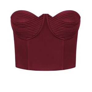 NWT Anna October Chris Strapless Top with Decored Bodice‎ Cups Burgundy Size S
